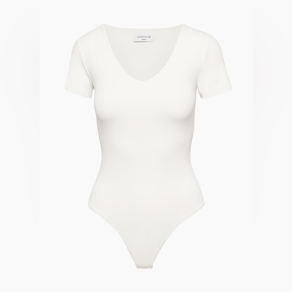 Aritzia Contour V Neck Bodysuit in White